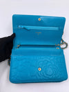 CHANEL Lambskin Camelia Wallet-on-the-chain WOC Crossbody Flap Bag - Blue