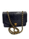 CHANEL Lambskin Medium Diana Single Chain Single Flap Bag Black gold hardware