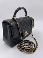 Sold-CHANEL Lambskin Mini Rectangular with Top Handle black/ Gold Hardware