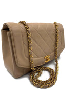 CHANEL Lambskin Medium Diana Single Chain Single Flap Bag Beige gold hardware