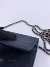 CHANEL Lace Embossed Goatskin Wallet-on-the-chain WOC Crossbody Flap Bag - Dark Navy Silver hardware