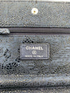 CHANEL Lace Embossed Goatskin Wallet-on-the-chain WOC Crossbody Flap Bag - Dark Navy Silver hardware