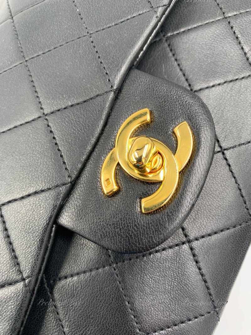 CHANEL Lambskin Small Classic Double Flap Bag Black/ Gold Hardware