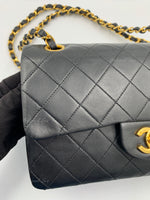 CHANEL Lambskin Small Classic Double Flap Bag Black/ Gold Hardware