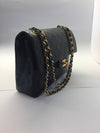 Sold-CHANEL Classic Lambskin Double Chain Double Flap Bag Medium black/gold