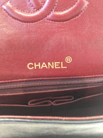 Sold-CHANEL Classic Lambskin Double Chain Double Flap Bag Medium black/gold