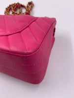 CHANEL Lambskin Chevron Mini Rectangular Pink with gold hardware