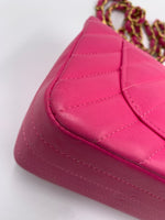 CHANEL Lambskin Chevron Mini Rectangular Pink with gold hardware