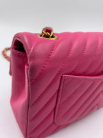 CHANEL Lambskin Chevron Mini Rectangular Pink with gold hardware