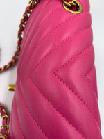 CHANEL Lambskin Chevron Mini Rectangular Pink with gold hardware