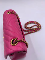 CHANEL Lambskin Chevron Mini Rectangular Pink with gold hardware