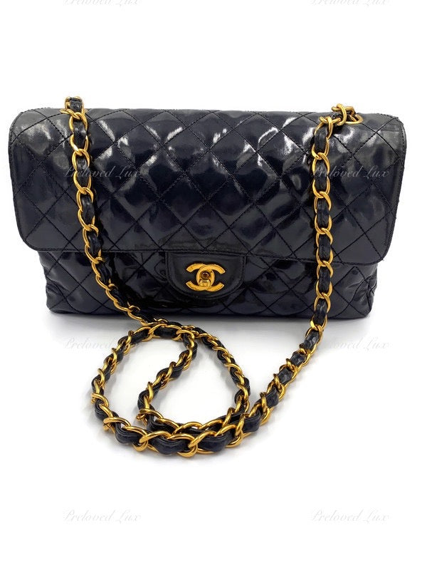 Sold~CHANEL Coated Canvas Black Crossbody Flap Bag with Gold Hardware