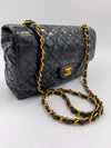 Sold~CHANEL Coated Canvas Black Crossbody Flap Bag with Gold Hardware