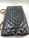 Sold~CHANEL Coated Canvas Black Crossbody Flap Bag with Gold Hardware