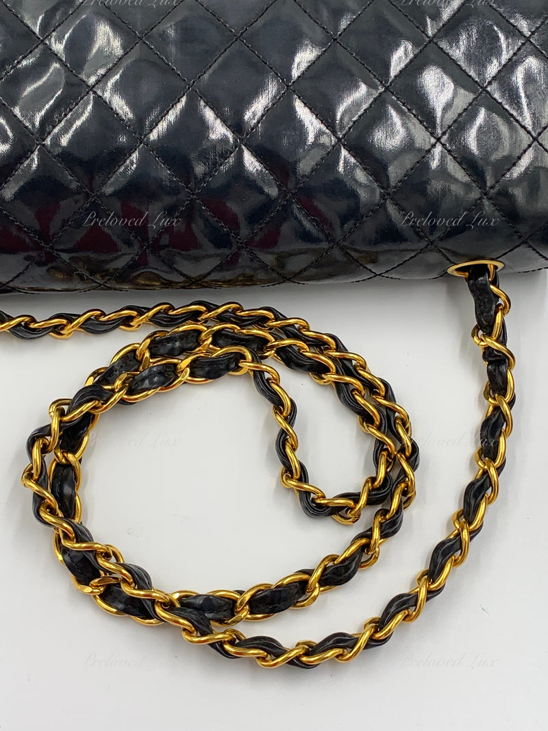 Sold~CHANEL Coated Canvas Black Crossbody Flap Bag with Gold Hardware