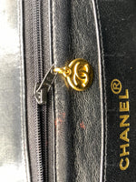 Sold~CHANEL Coated Canvas Black Crossbody Flap Bag with Gold Hardware