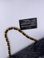 Sold~CHANEL Coated Canvas Black Crossbody Flap Bag with Gold Hardware