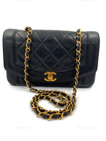 CHANEL Black Lambskin Small Diana Flap Bag Gold Hardware