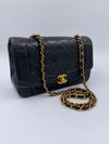 CHANEL Black Lambskin Small Diana Flap Bag Gold Hardware