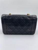 CHANEL Black Lambskin Small Diana Flap Bag Gold Hardware