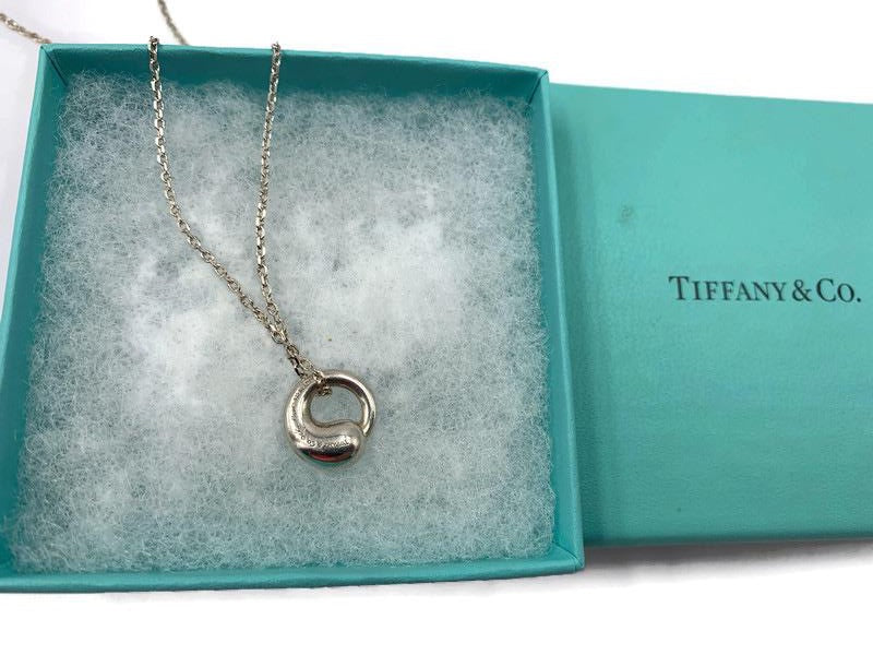 Sold-Tiffany 
Co 925 Silver Elsa Peretti Eternal Circle Pendant with Necklace