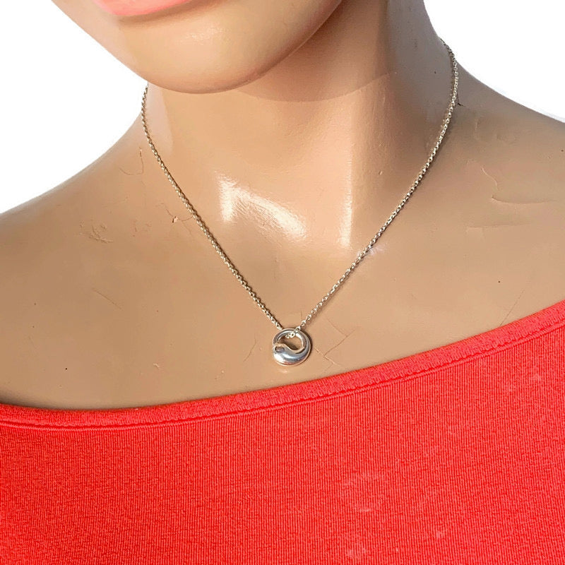 Sold-Tiffany 
Co 925 Silver Elsa Peretti Eternal Circle Pendant with Necklace