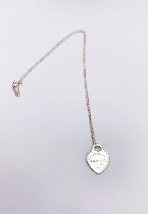 Sold-Tiffany 
Co 925 Silver Return to Tiffany Heart Tag with Necklace