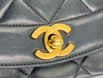 CHANEL Black Lambskin Small Diana Flap Bag Gold Hardware