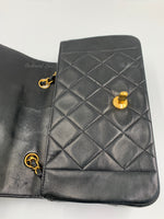 CHANEL Black Lambskin Small Diana Flap Bag Gold Hardware