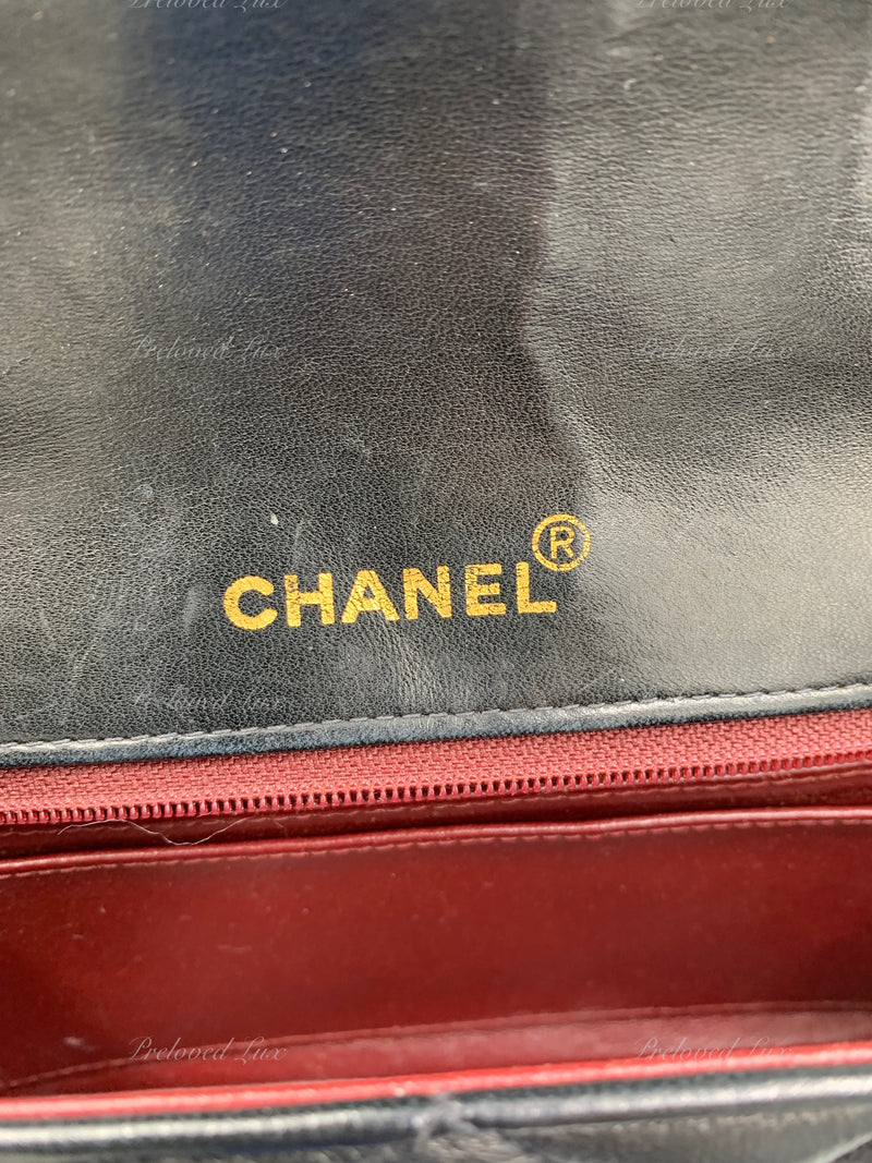 CHANEL Black Lambskin Small Diana Flap Bag Gold Hardware