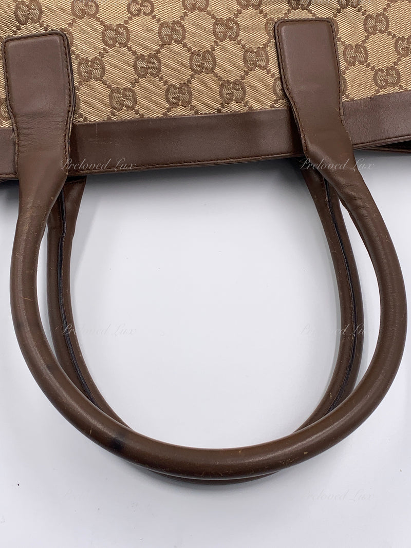 Sold-GUCCI Brown Monogram Tote Bag