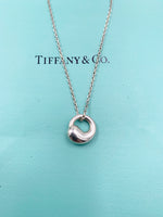 Sold-Tiffany 
Co 925 Silver Elsa Peretti Eternal Circle Pendant with Necklace