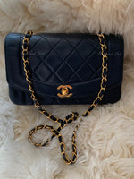 CHANEL Black Lambskin Small Diana Flap Bag Gold Hardware