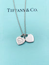 Sold-Tiffany 
Co 925 Silver Return to Tiffany Mini Double Heart with Necklace