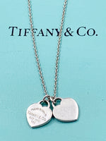 Sold-Tiffany 
Co 925 Silver Return to Tiffany Mini Double Heart with Necklace