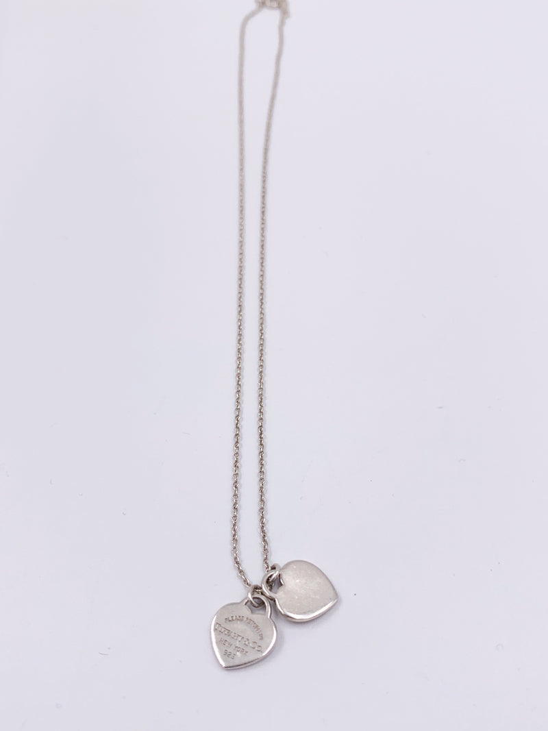 Sold-Tiffany 
Co 925 Silver Return to Tiffany Mini Double Heart with Necklace