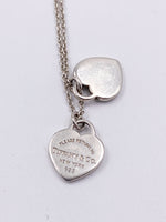 Sold-Tiffany 
Co 925 Silver Return to Tiffany Mini Double Heart with Necklace