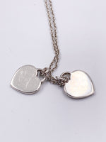 Sold-Tiffany 
Co 925 Silver Return to Tiffany Mini Double Heart with Necklace