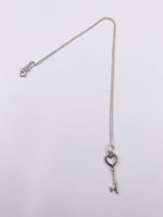 Sold-Tiffany 
Co 925 Silver Heart Key Pendant with Necklace