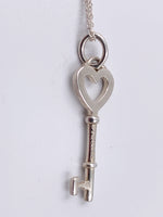 Sold-Tiffany 
Co 925 Silver Heart Key Pendant with Necklace