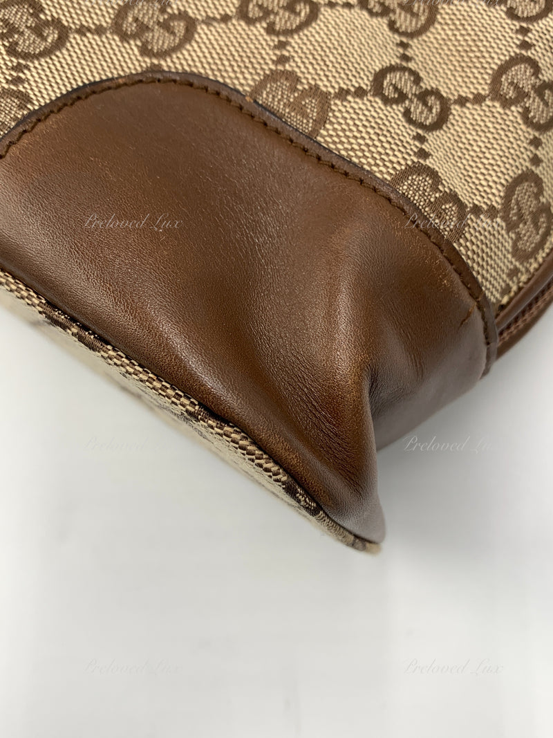 Sold-GUCCI Brown Canvas Monogram Tote Bag