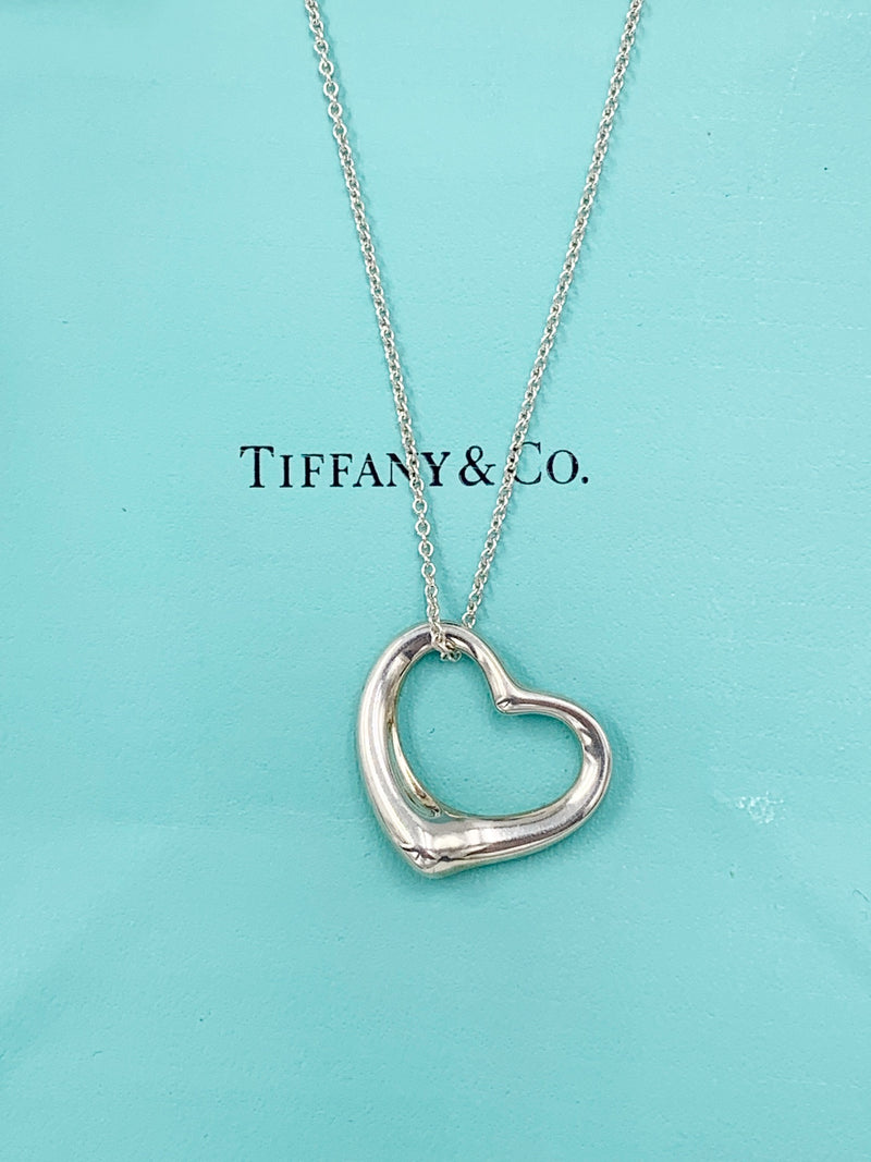 Sold-Tiffany 
Co 925 Silver Large (22mm) Open Heart Necklace