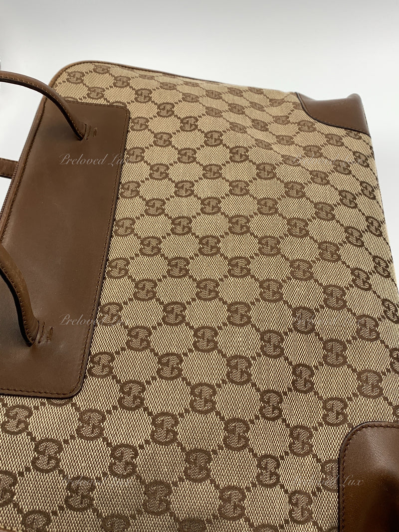 Sold-GUCCI Brown Canvas Monogram Tote Bag