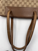 Sold-GUCCI Brown Canvas Monogram Tote Bag