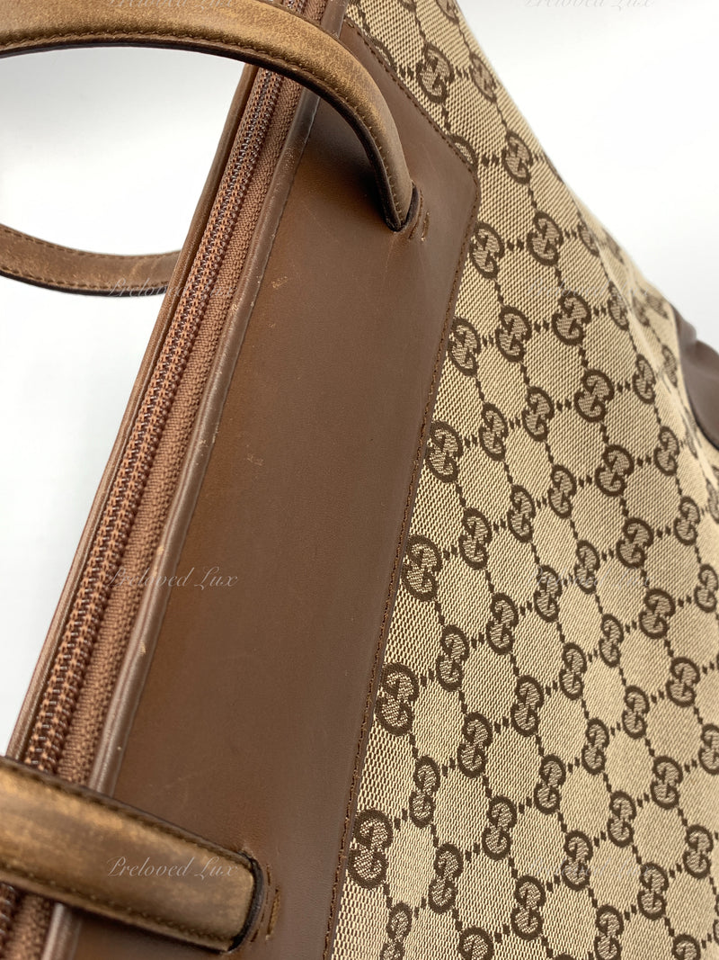 Sold-GUCCI Brown Canvas Monogram Tote Bag