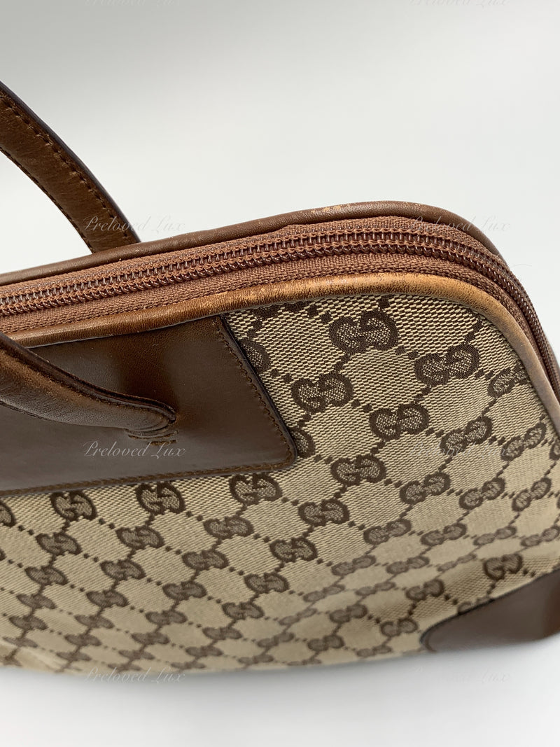 Sold-GUCCI Brown Canvas Monogram Tote Bag