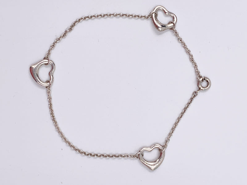 Sold-Tiffany 
Co 925 Silver Elsa Peretti Open Heart Bracelet