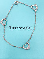 Sold-Tiffany 
Co 925 Silver Elsa Peretti Open Heart Bracelet