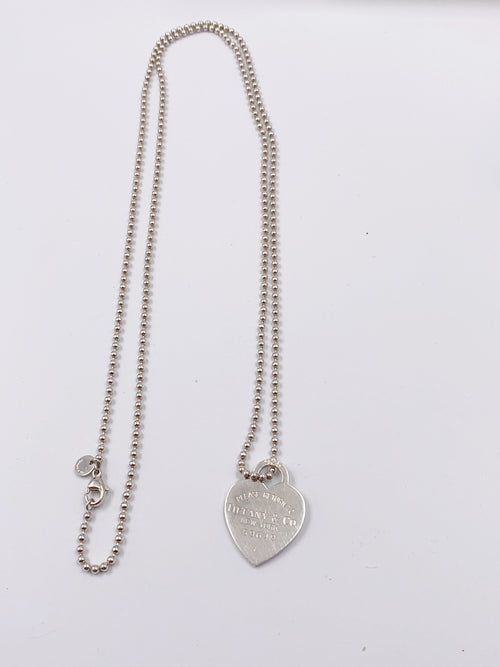 Sold-Tiffany 
Co 925 Silver Return to Tiffany Heart Tag Necklace