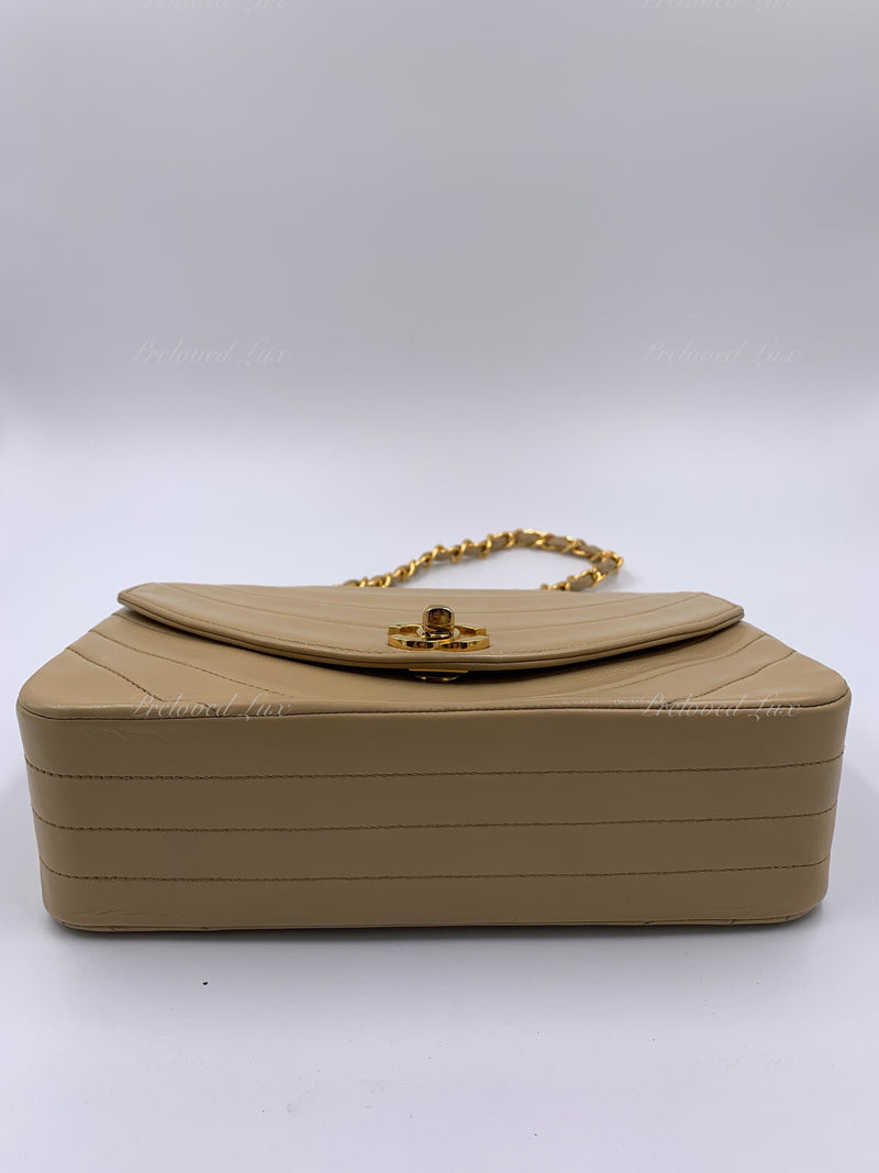 CHANEL Lambskin Vintage Small Flap Bag Beige / Gold Hardware